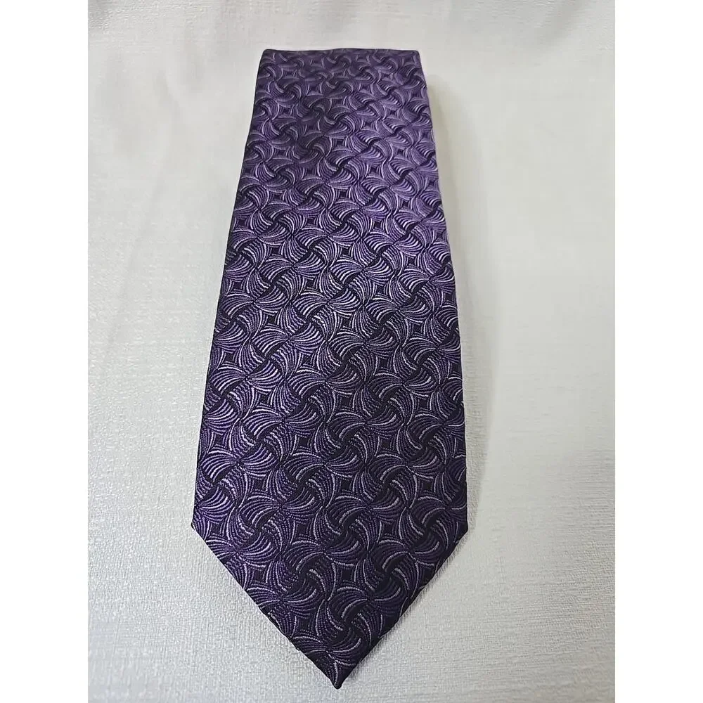 Lot of 2 Purple Designer Neckties Hilfiger 100% Silk Ferucci Polyester 2 Ties
